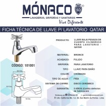 Llave de Lavatorio Machimpex Cold Baja Plata Cromada - MOLDOVA