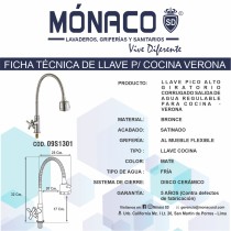 GRIFERÍA P/COCINA/MUEBLE LÍNEA VERONA (SATINADO)